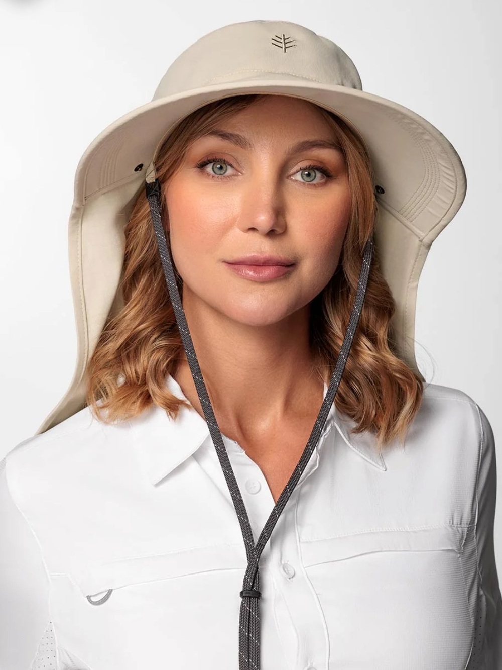 Coolibar Unisex Light Beige Sun Hat with Neck Flap